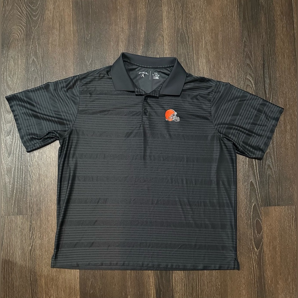 Men's Antigua Cleveland Browns Black Polo Shirt